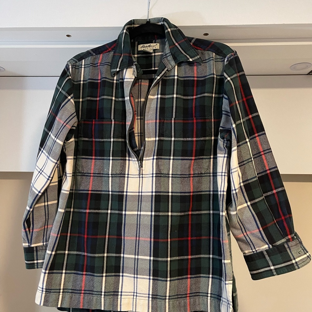 Eddie Bauer Plaid Pullover Shirt - Green, White, and Red
